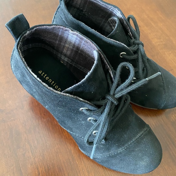 Faux suede wedge booties - black - Picture 4 of 4